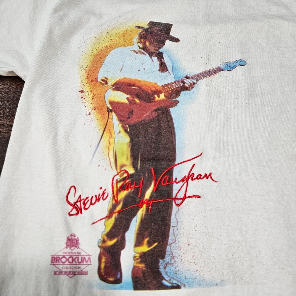 Vtg 1992 Stevie Ray Vaughan Balzout Brockum Shirt L Embroidered Signature - Picture 2 of 8